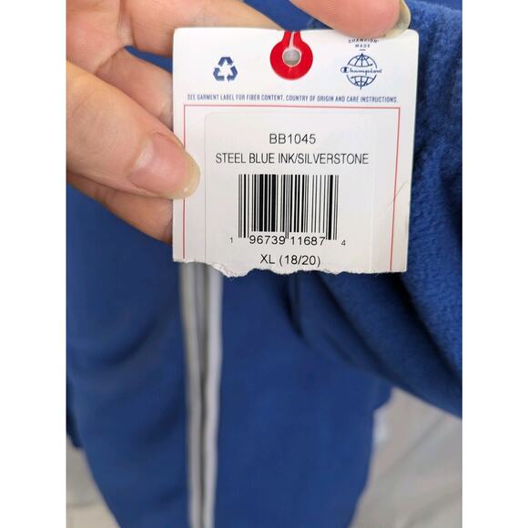 Champion Boys XL 18 - 20 Blue Fleece Full Zip Front Athletic Jacket Sweatshirt - Picture 6 of 8